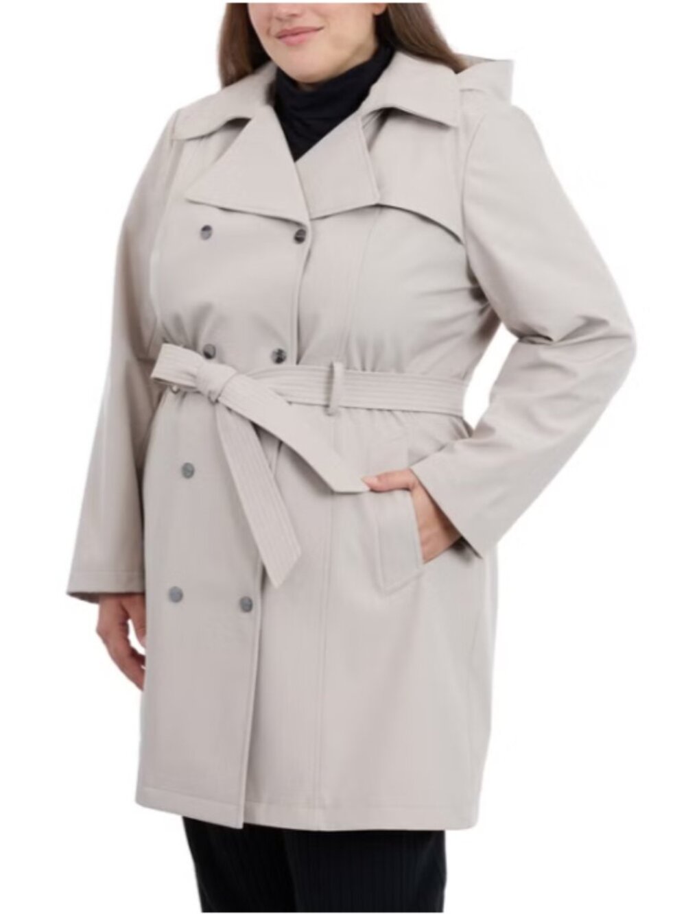 NWT Calvin Klein Women's Hooded Ivory Trench Coat Size XXL
